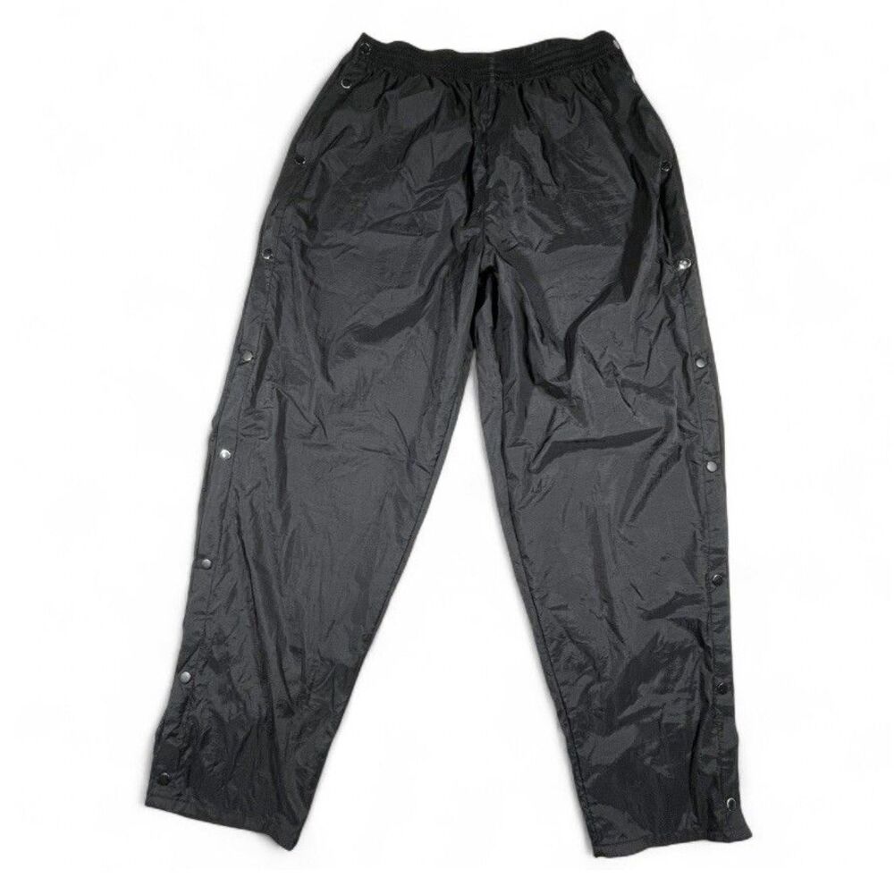 Russell Athletic Snap Pants XL Solid Black Tear Away Track Warm Up Athletic Y2K